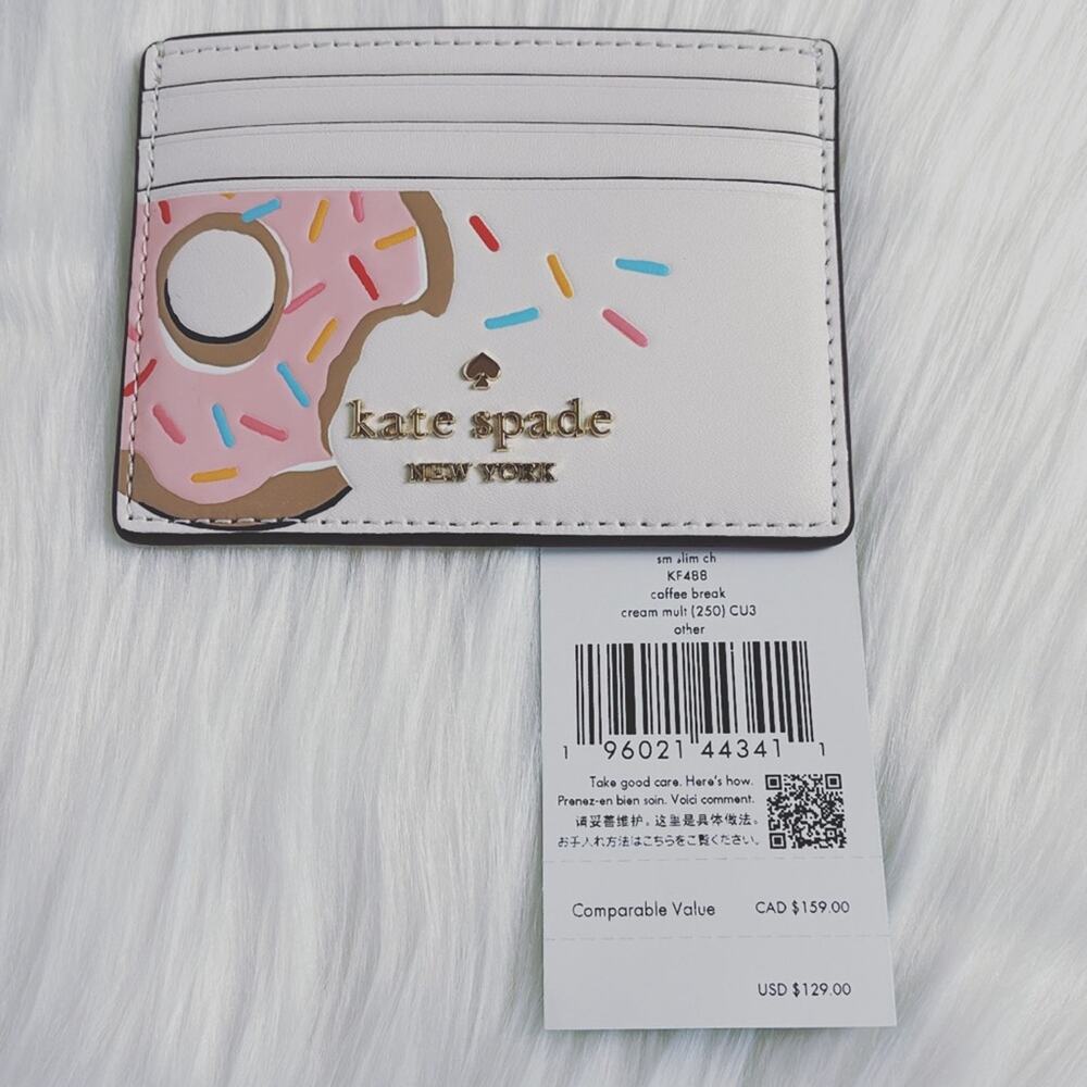 NWT Kate Spade Collectable Coffee Break Donut Small Slim Card Holder - Picture 4 of 4